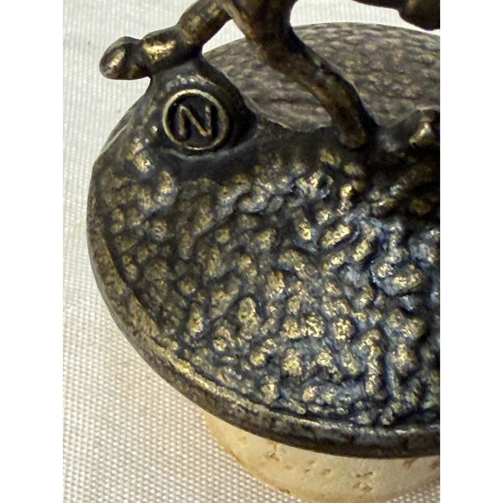Blanton's Bourbon Horse Bottle Stopper Letter N Bronze Tone Metal Jockey Cork